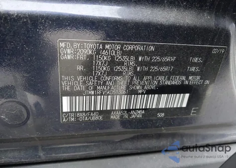 2019 Toyota Rav4 Xle from USA, damaged, VIN JTMW1RFV5KD513061